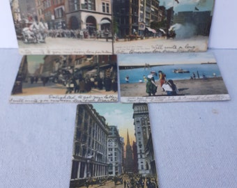 Collection of 5 1910s new york city stamped post cards