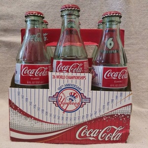 6 pack of collectible Yankees 100th annaversery coca cola bottles
