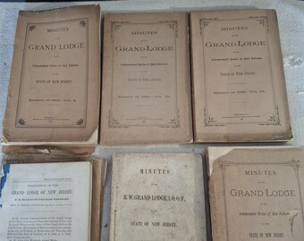 collection of 6 masonic minutes of the grand lodge transcript and hand written documents