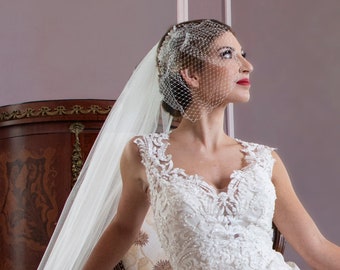 Ivory Face Veil, French Net Bridal Veil, Wedding Veil, Petite Birdcage Veil, Bridal Hair Accessories, Face Veil for Bride, Bridal Headpiece