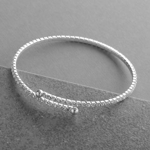 Crystal Wedding Bracelet, Crystal Bridal Bracelet, Cuff Wedding Bracelet, Bridal Bracelet, Rhinestone Coil Bracelet for Brides & Bridesmaids