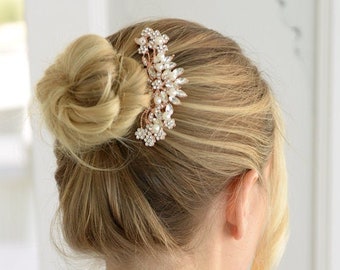 Rose Gold Crystal Bridal Comb, Bridal Headpiece, Wedding Hair Piece, Crystal Bridal Accessory, Wedding Accessory, Rose Gold Comb for Brides