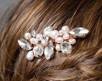 Rose Gold Bridal Comb, Pearl Wedding Hair Comb, Bridal Comb, Bridal Hair Accessory, Pearl Wedding Hair Accessory, Rose Gold Comb for Brides