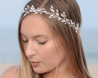 Silver Wedding Hair Vine, Pearl & Crystal Hair Vine, Bridal Headband, Wedding Hair Accessory, Pearl Headband, Crystal Bridal Hair Accessory