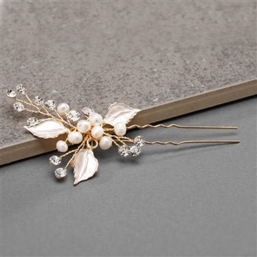 Gold Floral Bridal Hair Pin, Wedding Hair Pin, Silver Bridal Hair Accessory, Bridal Hair Pin ...