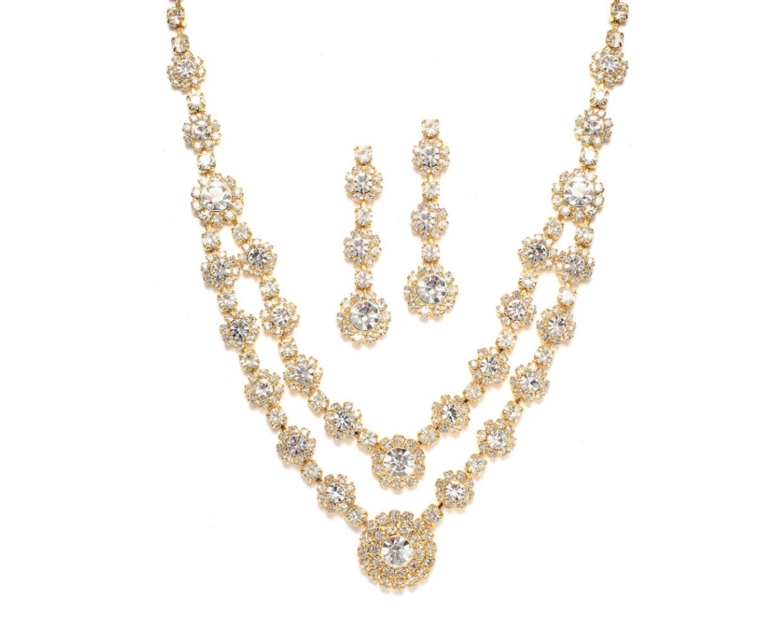 Crystal Bridal Jewelry Set Gold Wedding Jewelry Set Crystal Etsy