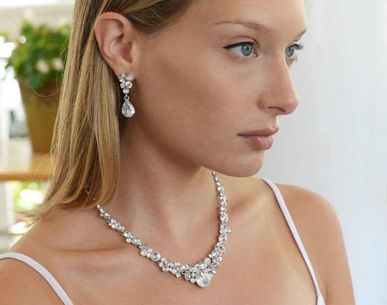 Crystal Wedding Jewelry Set Prom Jewelry Set Bridesmaids Etsy