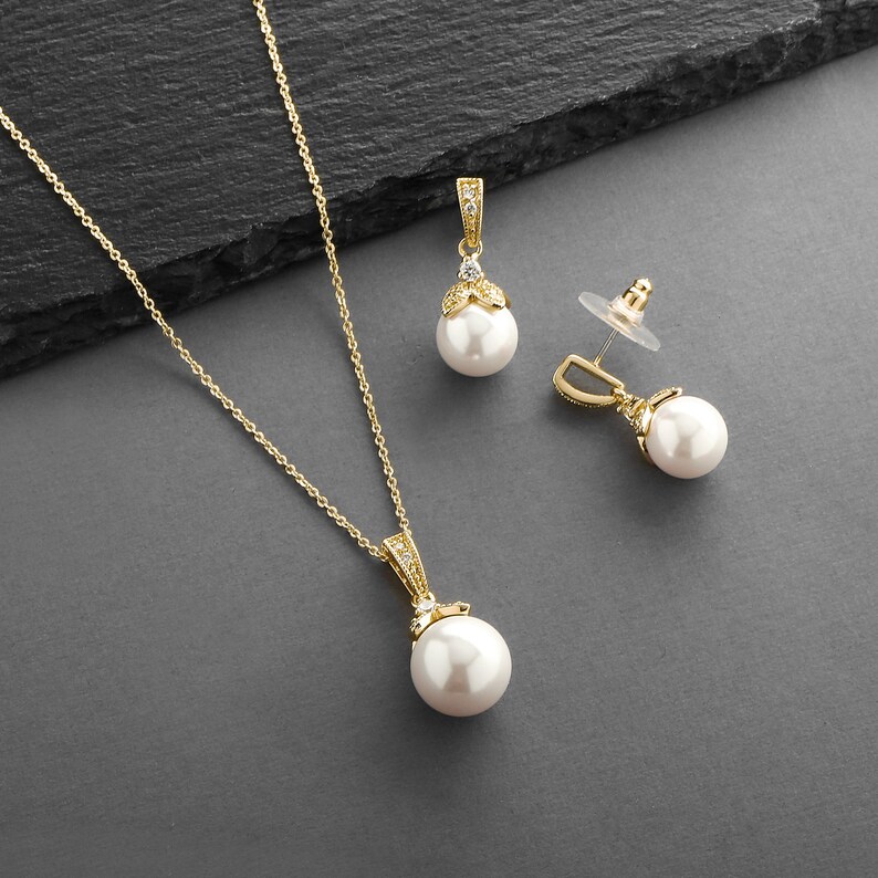 Gold Bridal Jewelry Pearl Wedding Jewelry Pearl Bridal Etsy