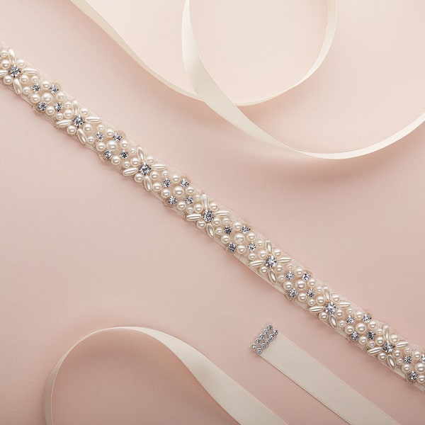 Bridal Sash, Pearl Wedding Belt, Pearl Bridal Sash, Pearl Sash Belt, Pearl Wedding Dress Belt, Pearl Bridal Dress Sash, Pearl Wedding Sash