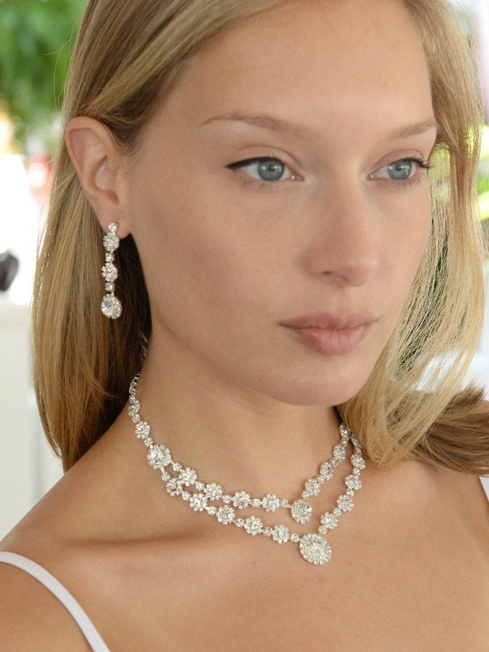 Crystal Bridal Jewelry Set Silver Wedding Jewelry Set Etsy