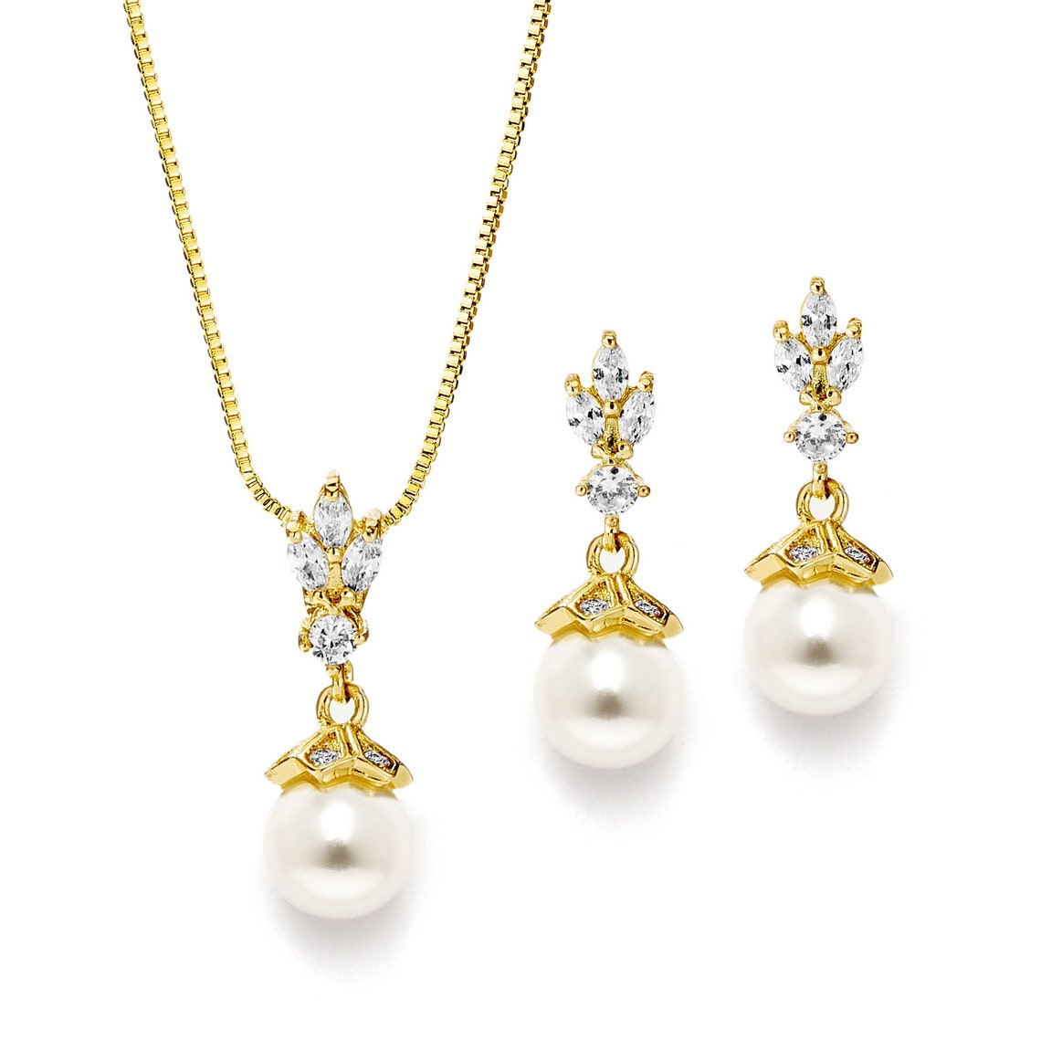 Gold Bridal Jewelry Pearl Wedding Jewelry Pearl Bridal Etsy