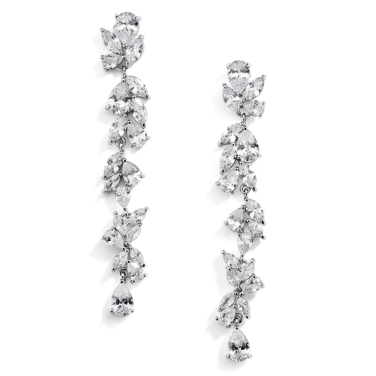 CZ Crystal Earring Long Statement Earrings Dangle Wedding | Etsy