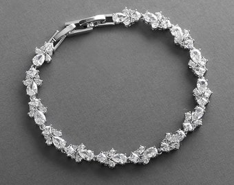 Silver Wedding Bracelet, Bridal Jewelry, Wedding Accessory, CZ Bridal Bracelet, CZ Tennis Bracelet, Bridal Accessories, CZ Wedding Bracelet