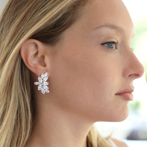 Clip on Bridal Earrings Wedding Earrings CZ Clipons Etsy