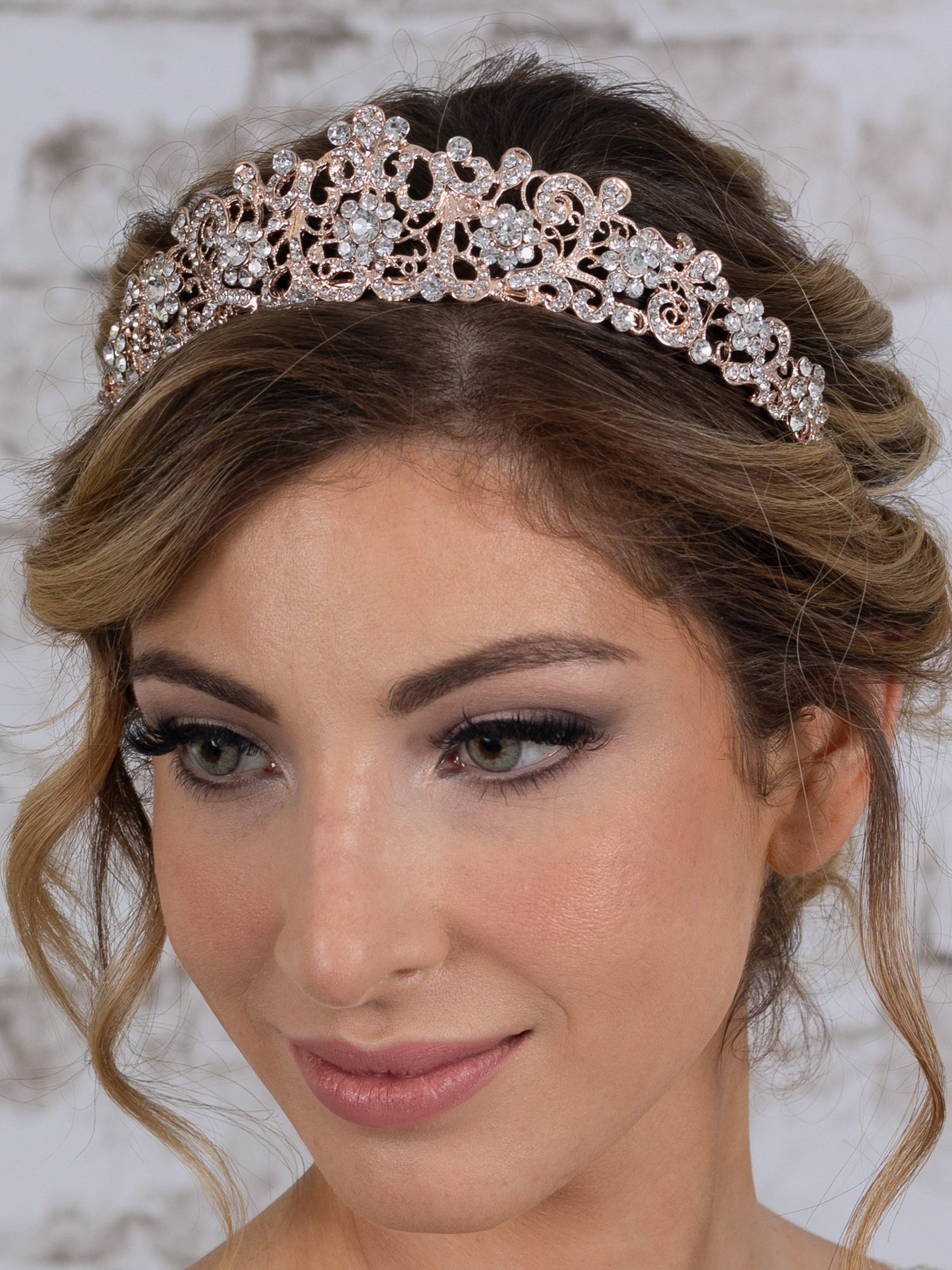Rose Gold Crystal Wedding Tiara Royal Bridal Crown Rose Gold Etsy