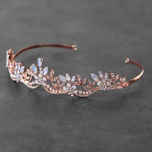 Rose Gold Wedding Tiara, Opal Bridal Tiara, Opal Wedding Tiara, Rose Gold Bridal Crown, Rose Gold Opal Bridal Tiara, Opal Bridal Headpiece image 7