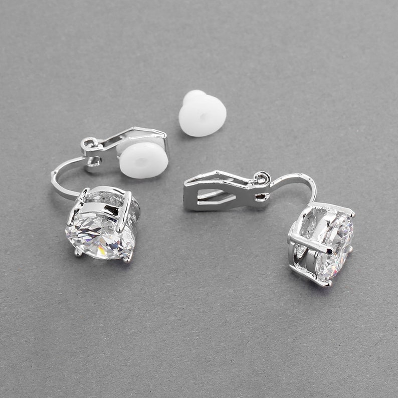 Bold 9.5mm Round-Cut Solitaires Platinum Plated Mariell 3 Carat Cubic Zirconia Clip-On Stud Earrings