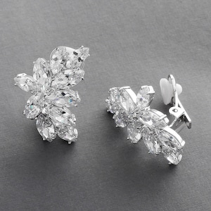 Clip On Earring, Clip On Bridal Earring, Clip On Wedding Earrings, Non Pierced Earrings, Clip On Drop Earring, CZ Clip On Earring, Clip Ons image 2