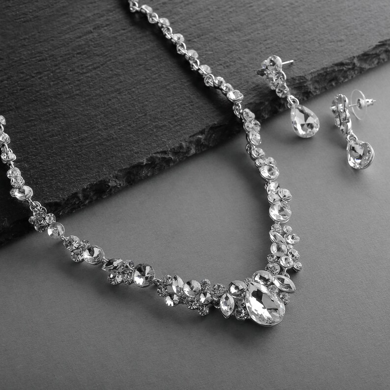Crystal Wedding Jewelry Set Prom Jewelry Set Bridesmaids Etsy
