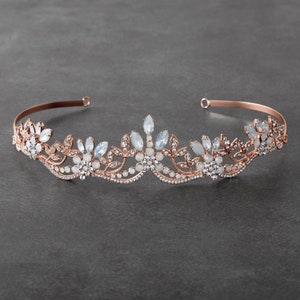 Rose Gold Wedding Tiara, Opal Bridal Tiara, Opal Wedding Tiara, Rose Gold Bridal Crown, Rose Gold Opal Bridal Tiara, Opal Bridal Headpiece image 8