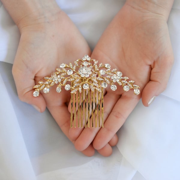 Gold Bridal Comb, Rhinestone Comb, Crystal Bridal Comb, Crystal Wedding Hair Comb, Gold Bridal Hair Comb, Wedding Headpiece, Hair Accessory