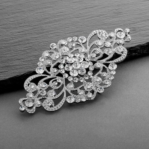 Silver Crystal Wedding Brooch Wedding Pin Bridal Brooch Etsy