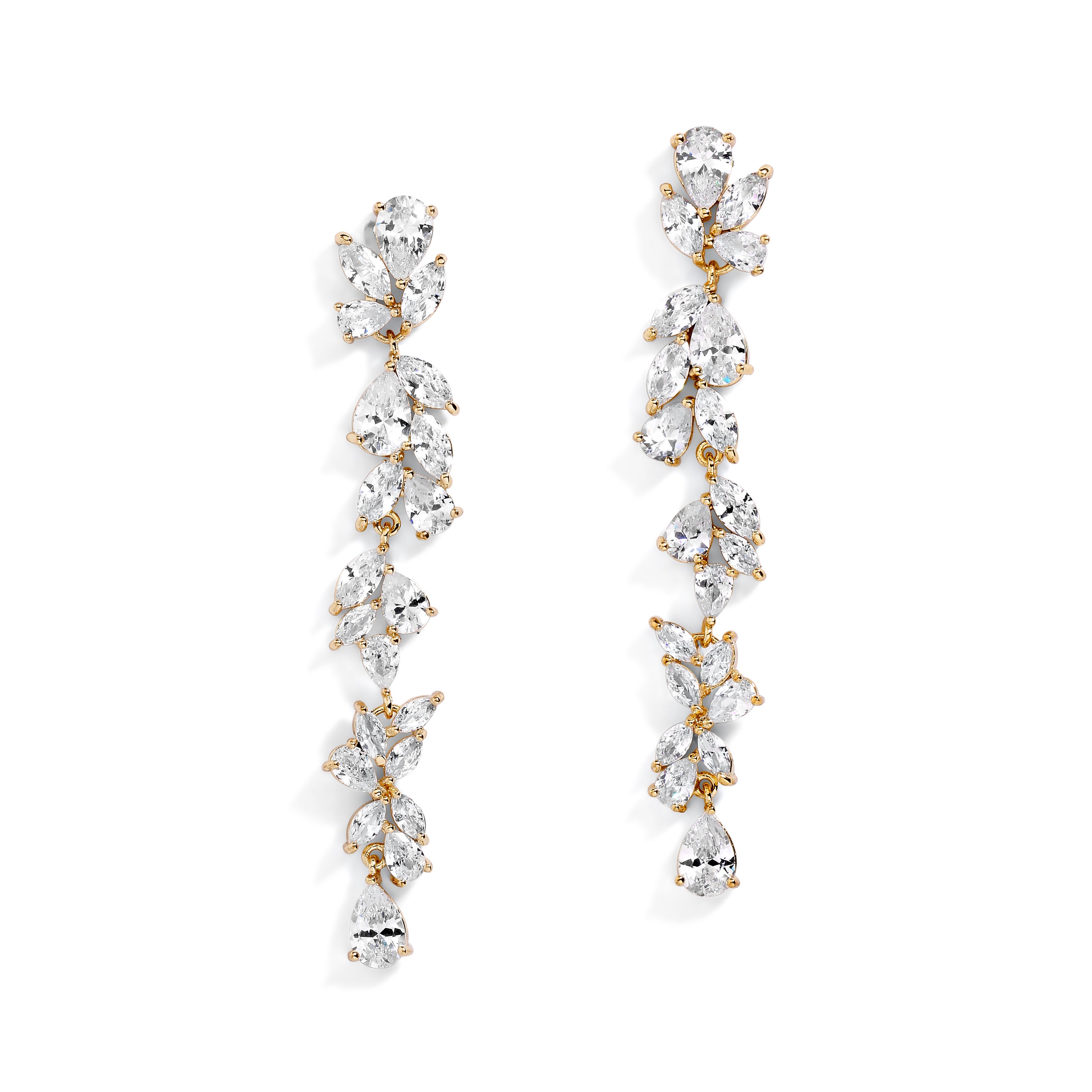 Gold CZ Crystal Earring Long Statement Earrings Gold Dangle | Etsy