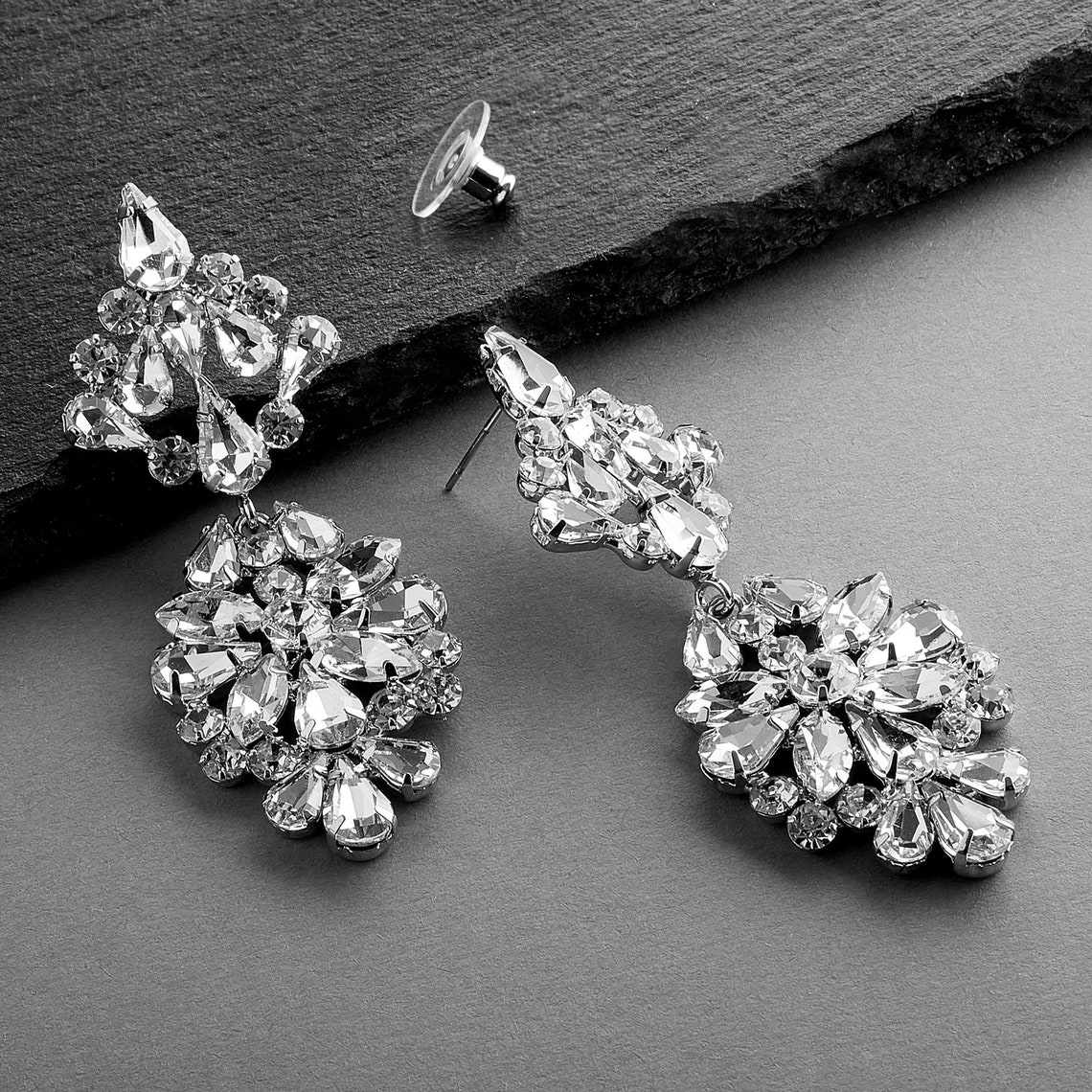 Crystal Drop Earrings Crystal Dangle Bridal Earrings Crystal Etsy