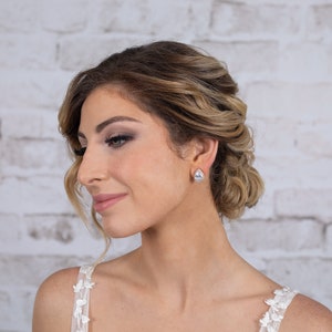 Gold Clip On Earring, Gold Clip On Bridal Earring, Clip On Cubic Zirconia Wedding Earring, Clip On Teardrop Earring, Non Pierced Earrings image 8