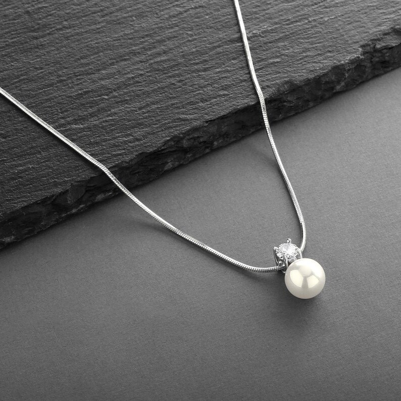 Pearl Drop Necklace Pearl Wedding Necklace Pearl Necklace Etsy
