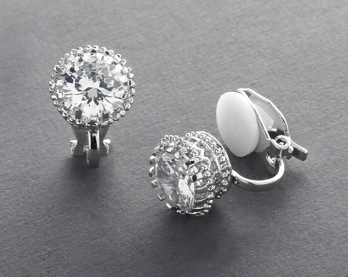 Silver Clipon Wedding Earring Clipon Bridal Earring Clip Etsy