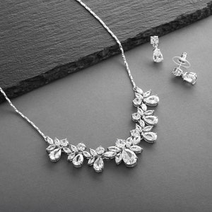 Wedding Necklace Earring Set for Brides, Bridal Jewelry Set, CZ Wedding Jewelry Set, Cubic Zirconia Bridal Necklace Set, CZ Crystal Jewelry