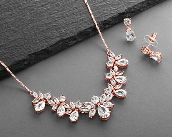 Wedding Necklace Earring Set for Brides, Bridal Jewelry Set, CZ Wedding Jewelry Set, Cubic Zirconia Bridal Necklace Set, CZ Crystal Jewelry