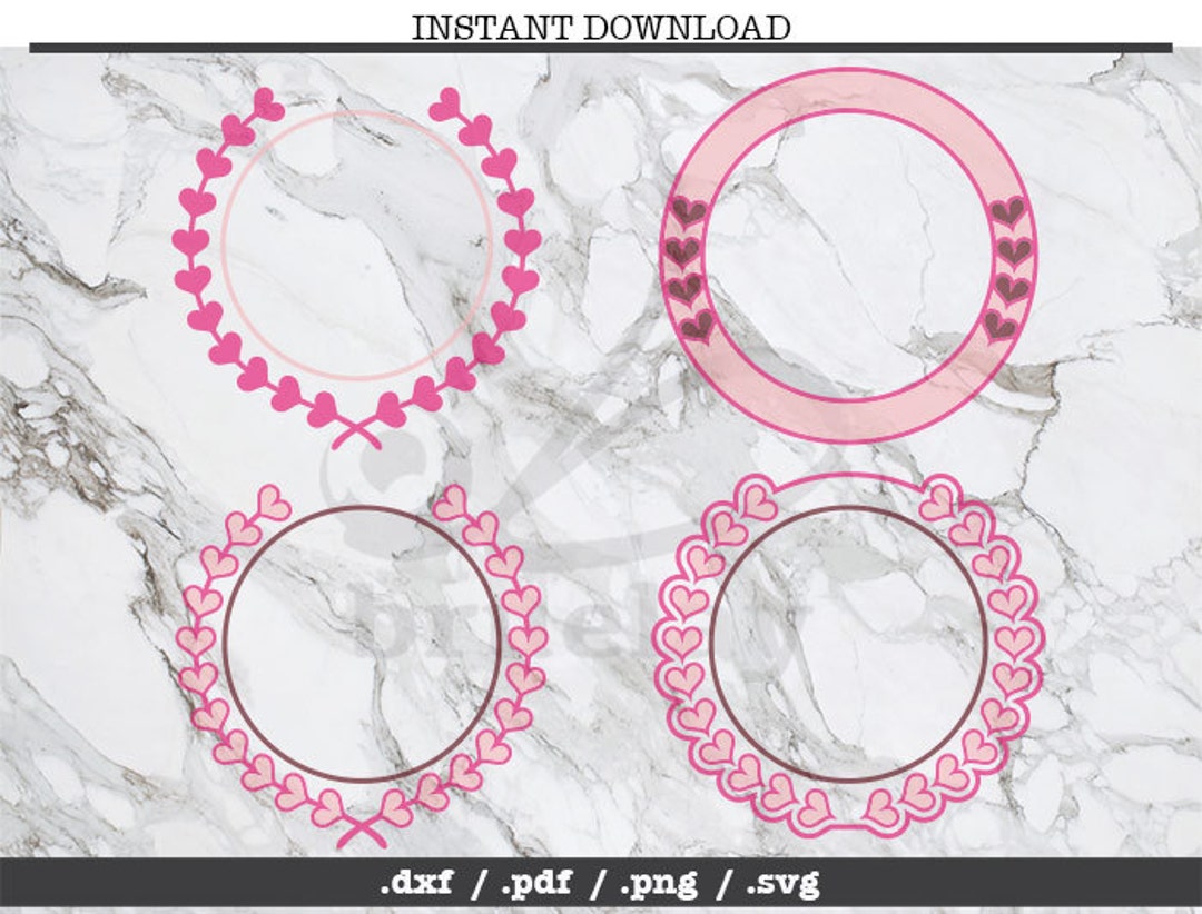 Heart Wreath Cut File Set,heart,princess Monogram,love, Valentines Day ...