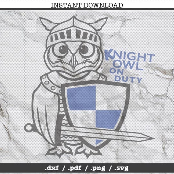 Knight owl cut file, SVG, DXF, PNG, Cricut, Silhouette, machine à découper, clipart, sérigraphie, graphique vectoriel, décalque, heure du coucher, vêtements de nuit, enfants