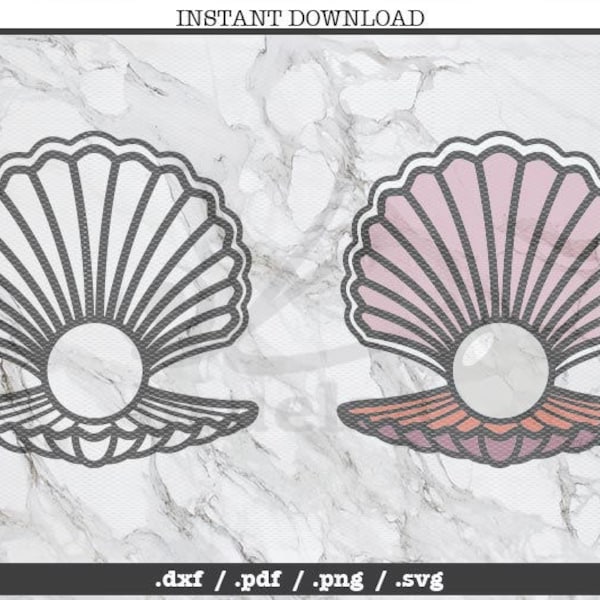 Clam shell and pearl cut file,SVG, DXF, PNG, Cricut, Silhouette,clipart, screen print, vector graphic,kids room,mermaids,beach,aquatic,jewel