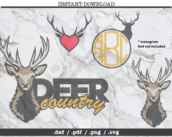 Deer country cut file,circle monogram,SVG, DXF, PNG, Cricut, Silhouette,cutting machine,clipart,wilderness,outdoors,big game hunting, heart