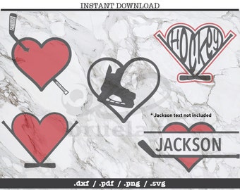 Hockey love cut file,  SVG, DXF, PNG, Cricut, Silhouette, cutting machine, clipart,screen print,name plate,monogram,skate,hockey heart