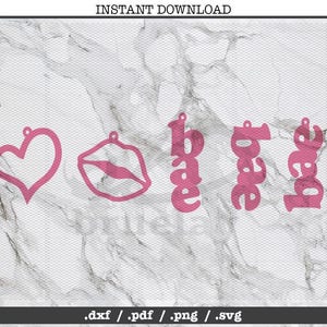 Bae Lips coeur coupé fichier, boucles d'oreilles, fabrication de bijoux en cuir,SVG, DXF,PNG,Cricut, Silhouette, machine à découper,vector graphique,explorer, baiser amour