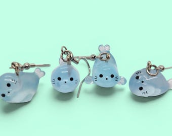 Brincos pendentes de foca kawaii | Joias em miniatura de animais marinhos | Acessórios oceânicos