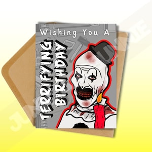 carte d'anniversaire de clown | Cadeau pour fan d'horreur | Carte de voeux effrayante de goth | Carte d'horreur macabre | Carte de voeux drôle