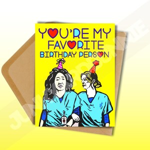Cartão de aniversário You're My Person | Meredith Grey Cristina Yang Amizade | Cartão de felicitações engraçado | Presente de aniversário para melhor amigo