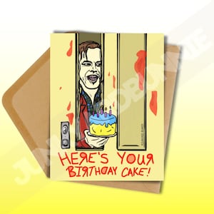 Hier ist Ihre Geburtstagstorte Karte | Horror Fan Geschenk | Lustige Grußkarte | Horror Geburtstagskarte | Geisterhotel | Gruseliger Geburtstag
