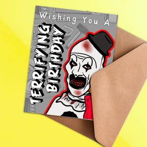 Espero que seu aniversário seja assustador - Cartão de Palhaço Assustador