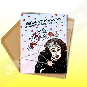 Tarjeta divertida para el Día de la Madre sin perchas de alambre / Tarjeta de película clásica de campamento para mamá con humor / Tarjeta de cumpleaños para mamá / Regalo para amantes del cine