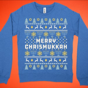 Merry Chrismukkah Sweatshirt | Ugly Christmas Hanukkah Sweater Shirt | Jewish Sweatshirt