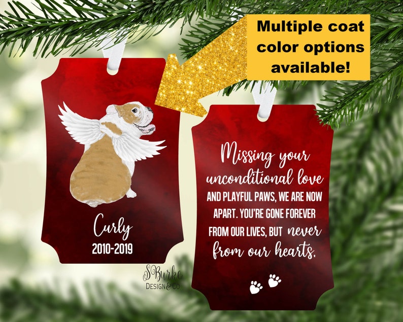 Bulldog RIP Ornament, Memorial Ornament, Personalized Memorial Ornament, American Bulldog RIP Ornament image 1