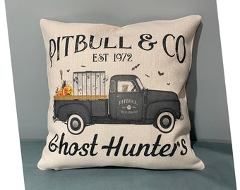 Pitbull Halloween Pillow, Halloween Pillow Cover,  Pitbull Pillow, 15x15 pillow cover, 17x17 Pillow Cover, Halloween Dog Pillow