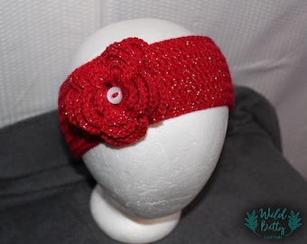 Crochet Headband, Ear Warmer, Women's Headband, Custom Headband, Head wrap, Headband with Flower, Hair Accessory, Adjustable Headband