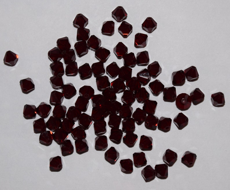 Garnet Red Bicone Swarovski beads 4mm, 50 Beads, 100 Beads image 4